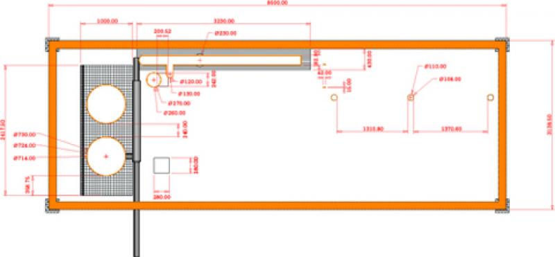 Boiler room, horizontal section plan